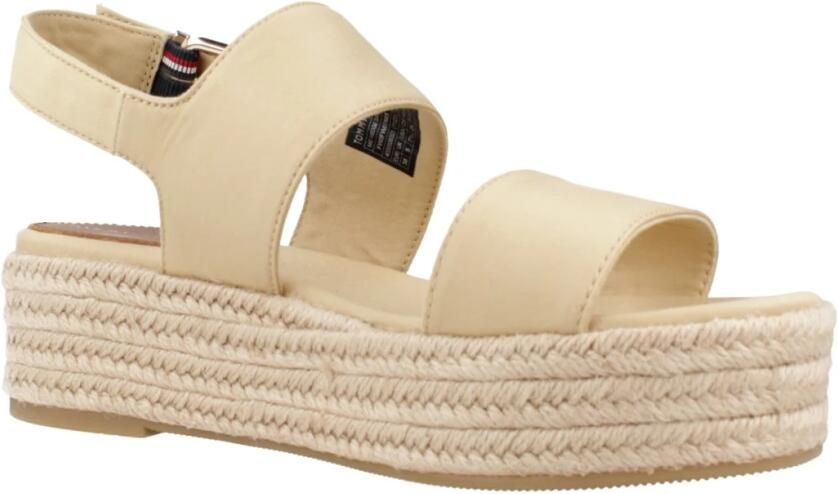 TOMMY HILFIGER Espadrilles Dames Mid Wedge Sandal Katoen Beige - Foto 7