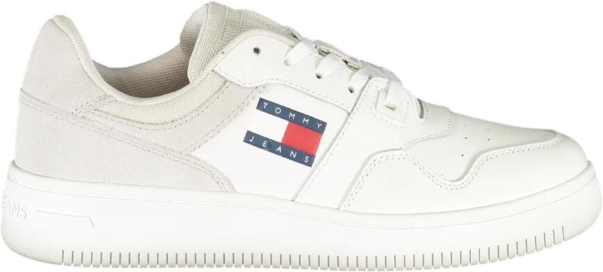 Tommy Hilfiger Witte Polyester Sneakers met Veters Contrastdetails Print Logo White Dames