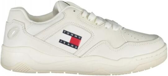 Tommy Hilfiger Witte Polyester Sneaker Met Contrastdetails