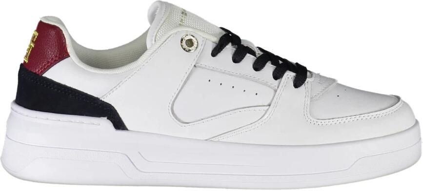 Tommy Hilfiger Plateausneakers LEATHER BASKET SNEAKER Logo-opdruk op de tong vrijetijdsschoen halfschoen veterschoen