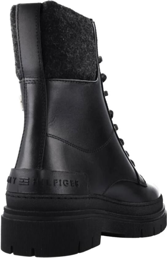 Tommy Hilfiger Feminini Felt Lace Up Bootie Boots Dames Zwart