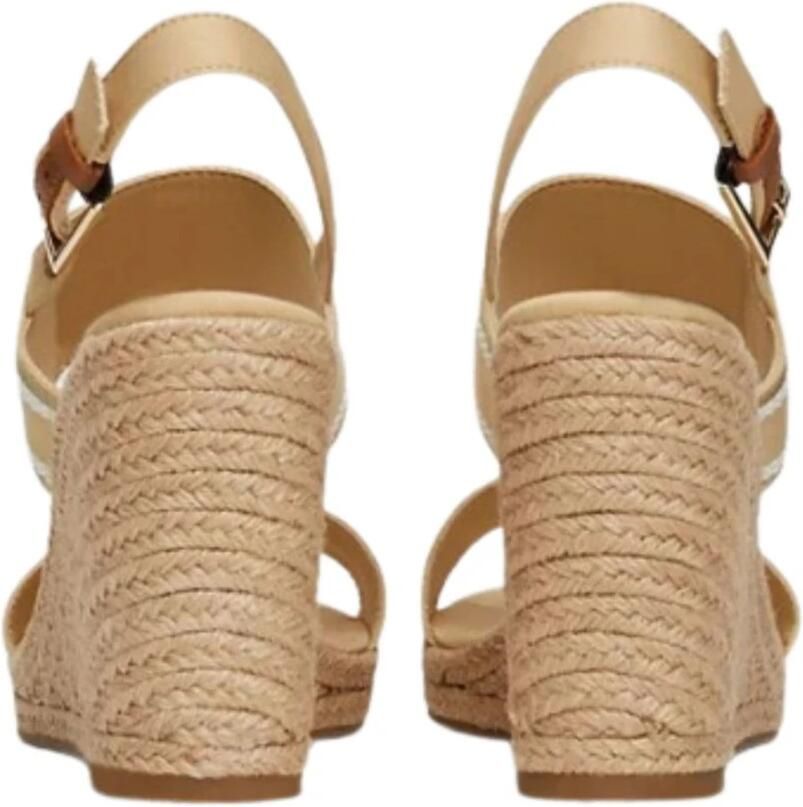 Tommy Hilfiger Sleehaksandaaltjes WEBBING HIGH WEDGE SANDAL zomerschoen sandaal wig hak met zij th-label