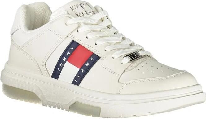 Tommy Hilfiger Witte Leren Dames Sneaker Voor Stijlvolle Elegantie