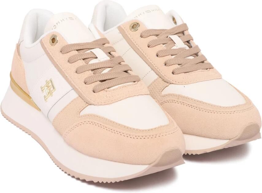 Tommy Hilfiger Witte Roze Fashion Runner Sneakers
