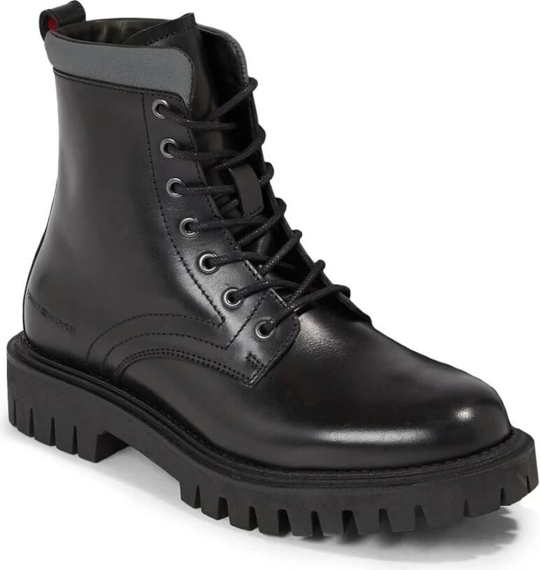 Tommy Hilfiger Chunky Zwarte Enkellaarsjes Casual Stijl Black Heren