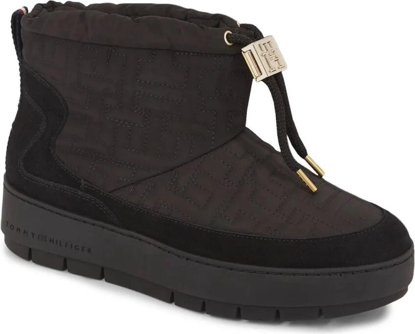 Tommy Hilfiger Zwarte Monogram Snowboot Enkellaarzen Black Dames