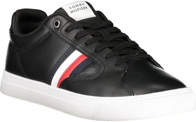 Tommy Hilfiger Zwarte Leren Heren Sneaker Stijlvol Comfort