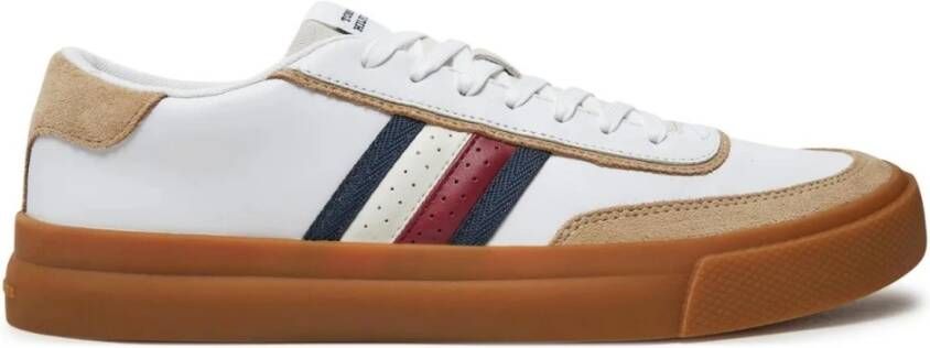 Tommy Hilfiger Plateausneakers TH CUPSET 1A2 LTH MIX vrijetijdsschoen lage schoen veterschoen met strepen in tommy kleuren