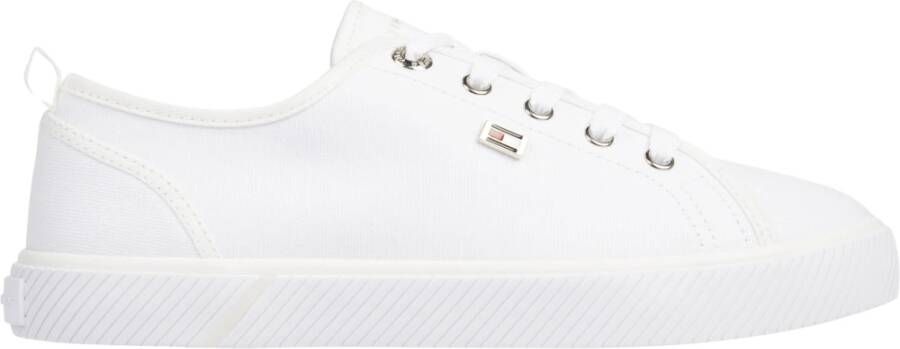 Tommy Hilfiger Plateausneakers VULC CANVAS SNEAKER vrijetijdsschoen lage schoen veterschoen met praktische aantrek-lus