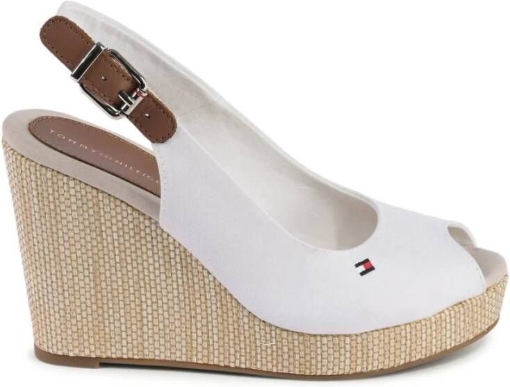 Tommy Hilfiger Witte Canvas Sleehak Sandalen