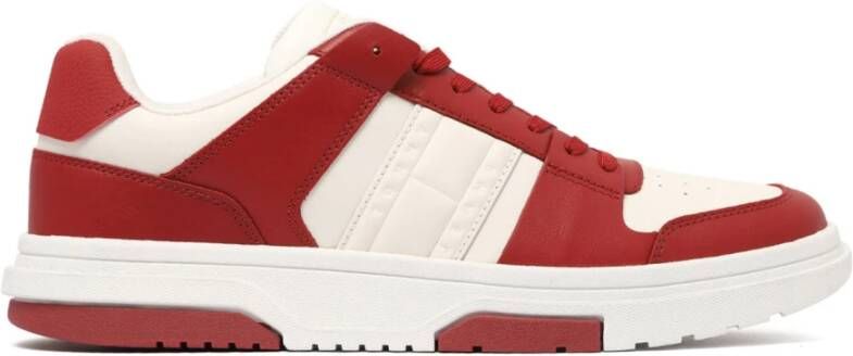 Tommy Hilfiger Witte en rode leren sneakers