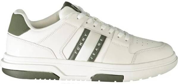 Tommy Hilfiger Sportieve Witte Veterschoenen Groene Details White Heren