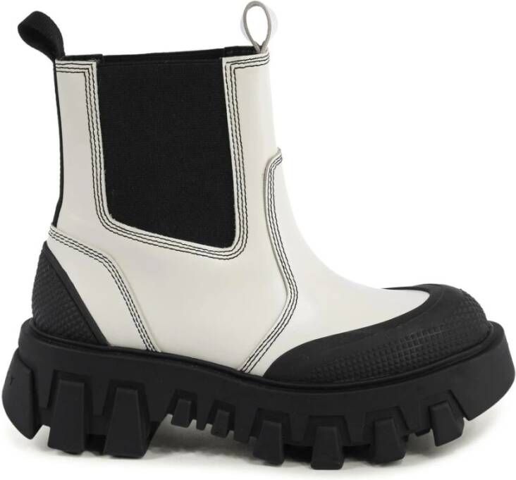 Tommy Hilfiger Witte Leren Chelsea Boots Lug Sole