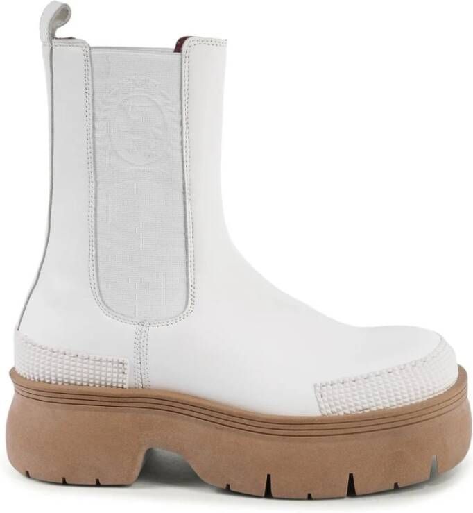 Tommy Hilfiger Witte Leren Chelsea Boots Plateauzool
