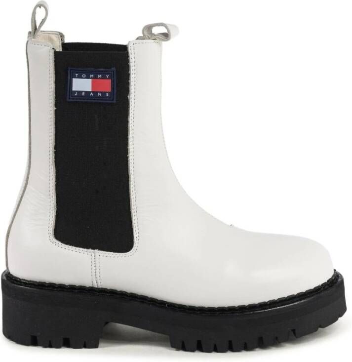Tommy Hilfiger Witte Leren Chelsea Boots Platform