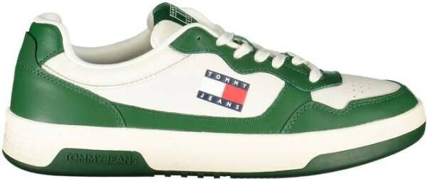 Tommy Hilfiger Witte Leren Heren Sneaker Groen