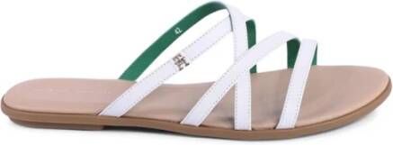 Tommy Hilfiger Witte Leren Platte Sandalen