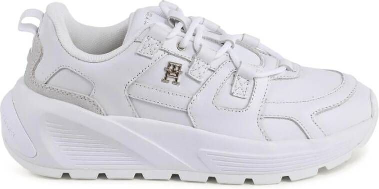 Tommy Hilfiger Witte Leren Sneaker met Gedetailleerd Ontwerp