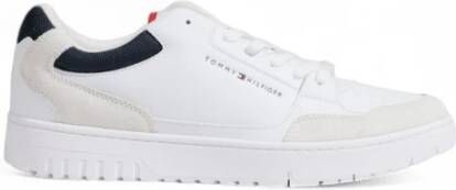 Tommy Hilfiger Witte Leren Sneakers Rubberen Zool Veters Multicolor Heren