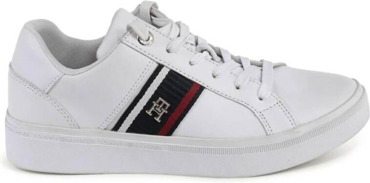 Tommy Hilfiger Witte Leren Sneakers Stijlvol Comfortabel
