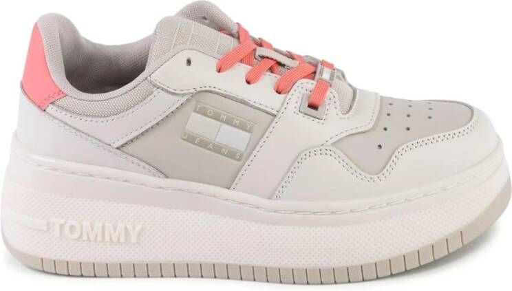 Tommy Jeans Leren sneakers met gekleurd patroon White Dames