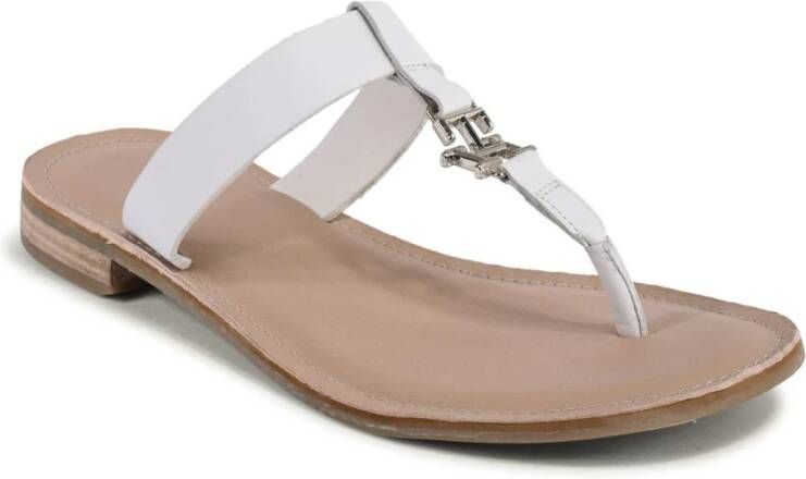 Tommy Hilfiger Witte Leren Teenslippers