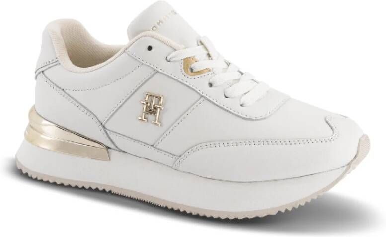 Tommy Hilfiger Witte Leren Veterschoenen White Dames