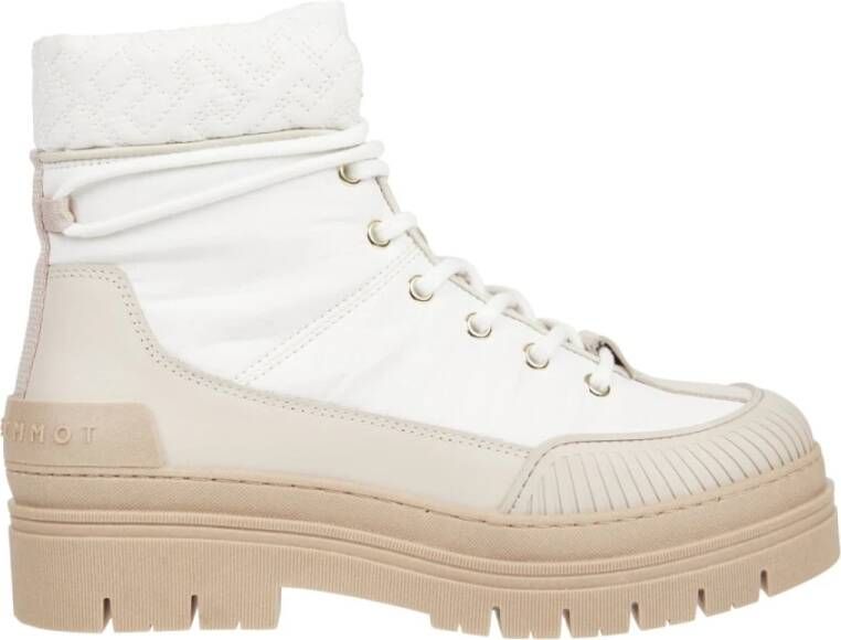 Tommy Hilfiger Witte Monogram Outdoor Enkellaarzen White Dames