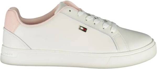 Tommy Hilfiger Witte Polyester Sneakers met Veters Contrastdetails Logo
