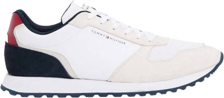 Tommy Hilfiger Witte Sneakers Ronde Neus Platte Hak