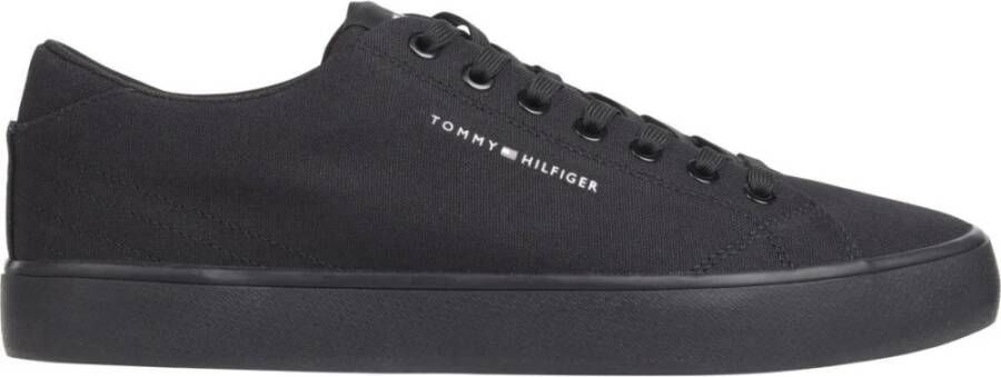 Tommy Hilfiger Zwarte Canvas Lage Top Sneakers Black Heren