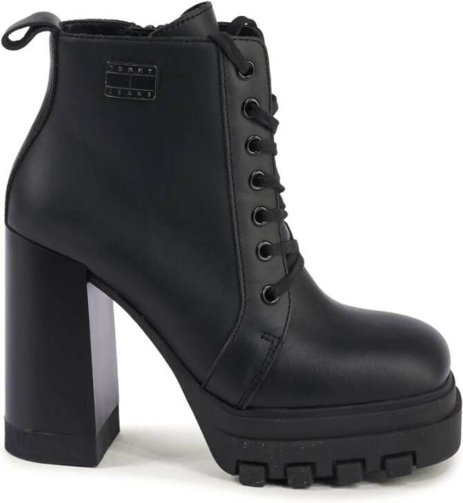 Tommy Hilfiger Zwarte LaceUp Platform Enkellaarzen