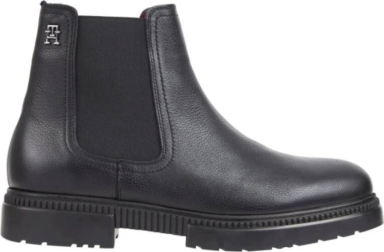 Tommy Hilfiger Zwarte leren Chelsea boots