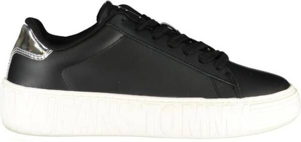 Tommy Hilfiger Zwarte Leren Sneaker Urban Style
