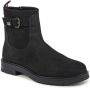 Tommy Hilfiger Zwarte Leren Enkellaarzen Gesp Detail - Thumbnail 1