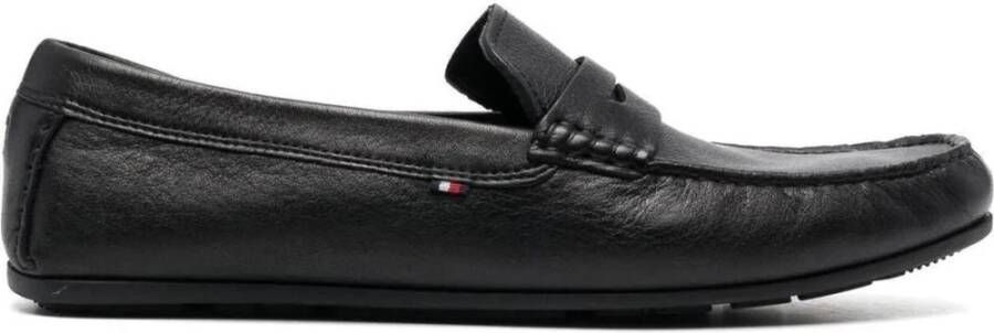 Tommy Hilfiger Zwarte Leren Loafers voor Mannen Black Heren