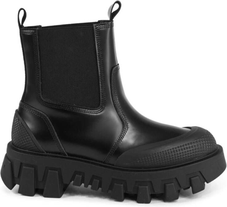 Tommy Hilfiger Zwarte leren lugzool laarzen