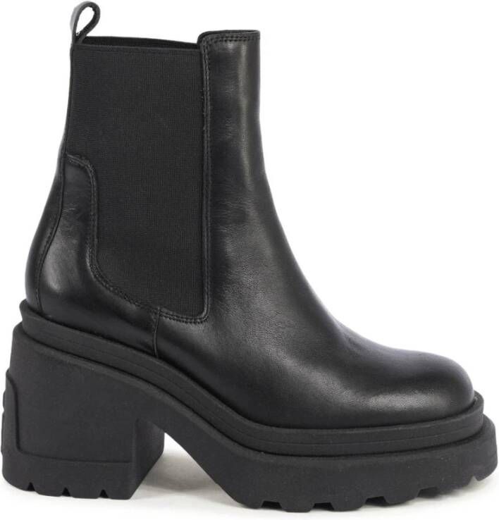 Tommy Hilfiger Zwarte Leren Platform Chelsea Laarzen