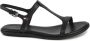 Tommy Hilfiger Zwarte Leren Platte Sandalen - Thumbnail 1