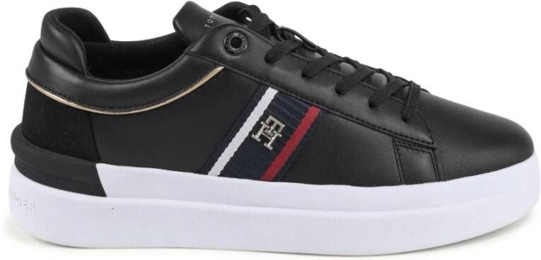 Tommy Hilfiger Zwarte Leren Sneaker met Ambacht