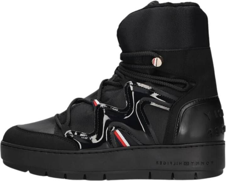Tommy Hilfiger Zwarte Patent Snowboot Winterstijl Black Dames