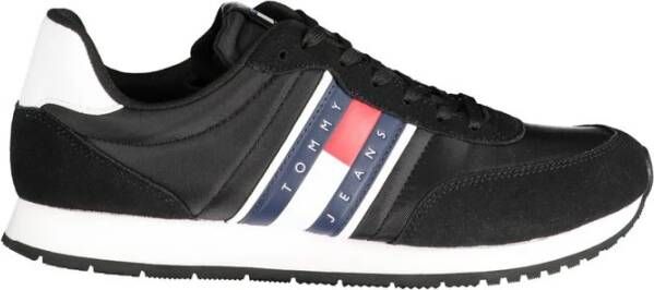 Tommy Hilfiger Zwarte Polyester Sneaker met Contrastdetails Black Heren