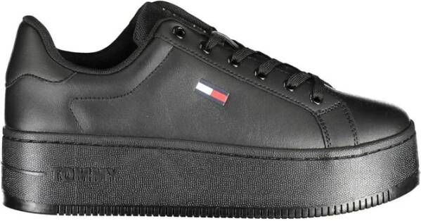 Tommy Hilfiger Zwarte Polyester Sneaker met Contrasterende Details
