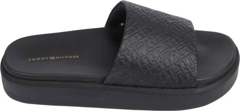 Tommy Hilfiger Slippers TH PLATFORM POOL SLIDE plateau zomerschoen pantoffels met reliëf logo