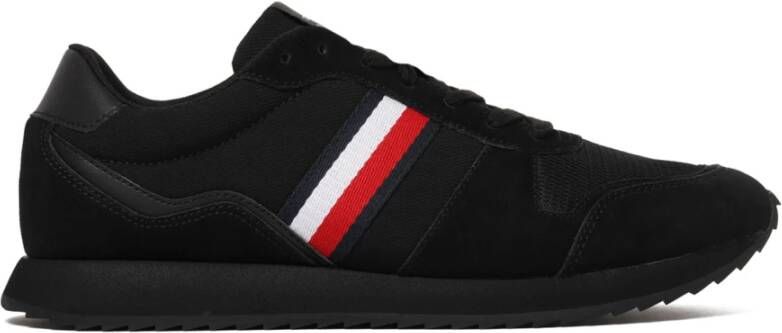 Tommy Hilfiger Zwarte Runner Sneakers Logo Print Ronde Neus