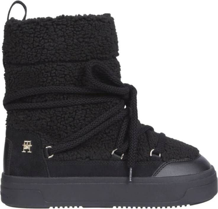 TOMMY HILFIGER Snowboots Dames Lace-up Snowboot Teddy Zwart