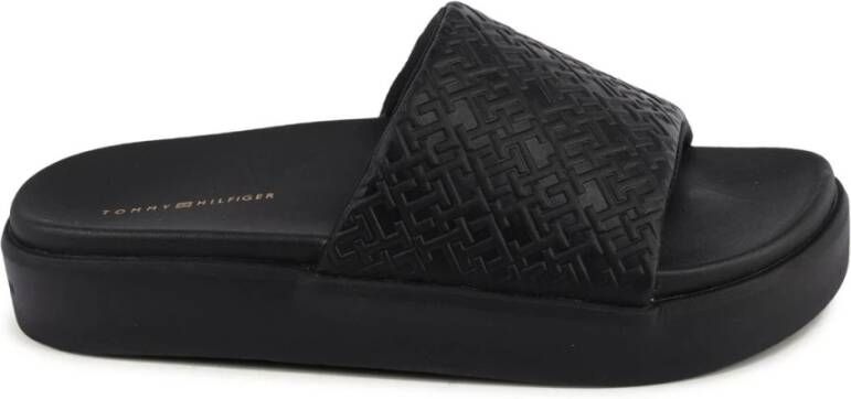 Tommy Hilfiger Slippers TH PLATFORM POOL SLIDE plateau zomerschoen pantoffels met reliëf logo