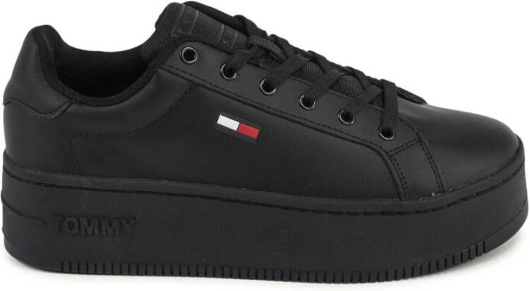 Tommy Hilfiger Zwarte Polyester Sneaker met Contrasterende Details