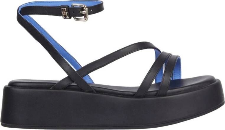 Tommy Hilfiger Zwarte Strap Platform Sandalen Black Dames