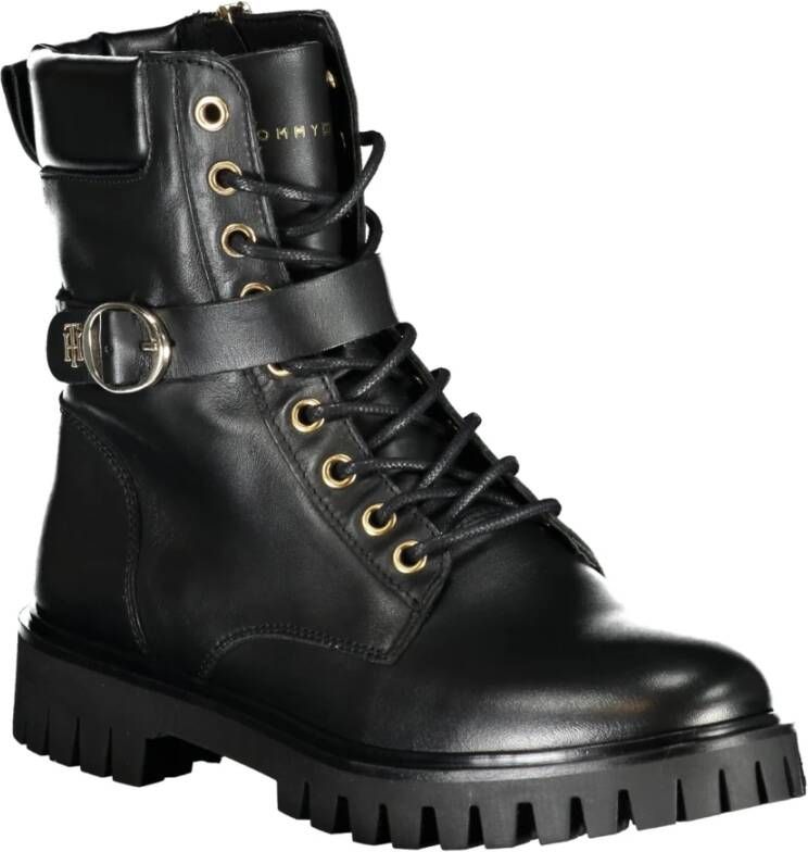 Tommy Hilfiger Veterlaarsjes MONOCHROMATIC LACE UP BOOT met logoprint opzij - Foto 5